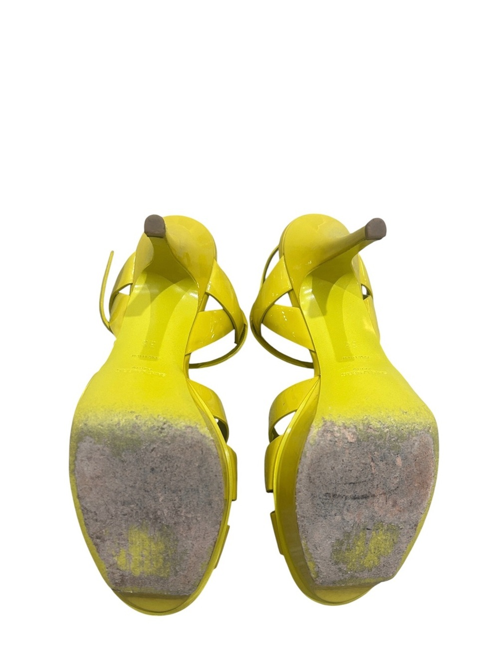 Yves Saint Laurent Tribute Yellow patent leather T-Strap Platform Sandals EU 38 - Picture 10 of 13